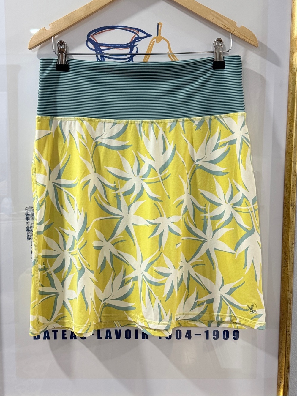 Carve Designs Tropical Print Skirt Medium Yellow Teal